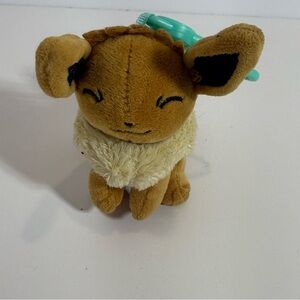 Pokemon 5 Inch Clip on Eevee Keychain Bag Charm Plush Stuffed Toy Back Clip On